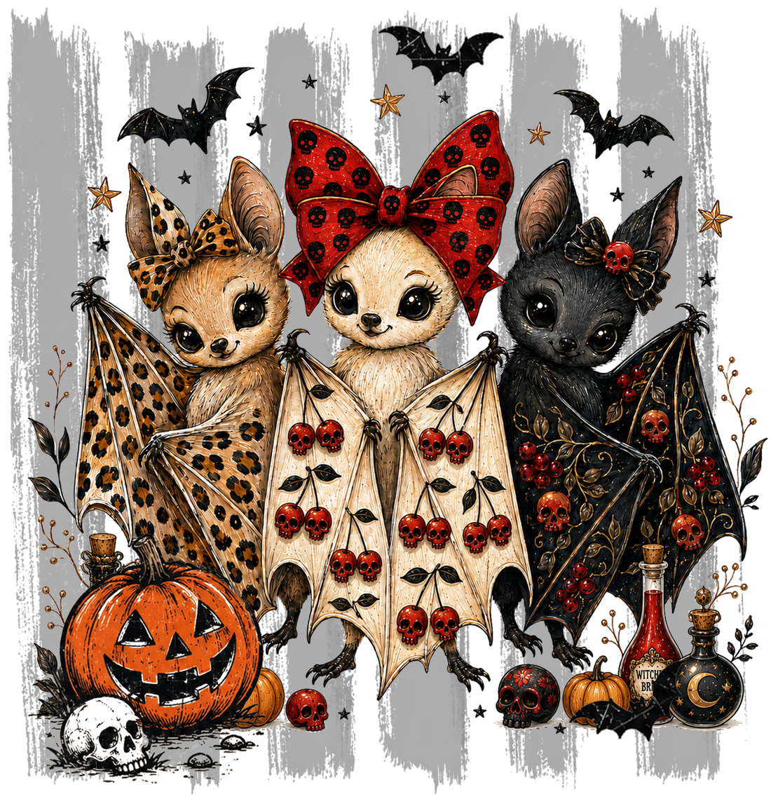 Gothic Glam Bat Trio