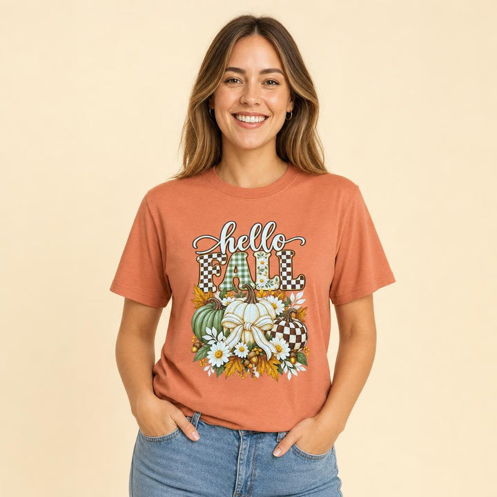 Hello Fall Pumpkin color tee