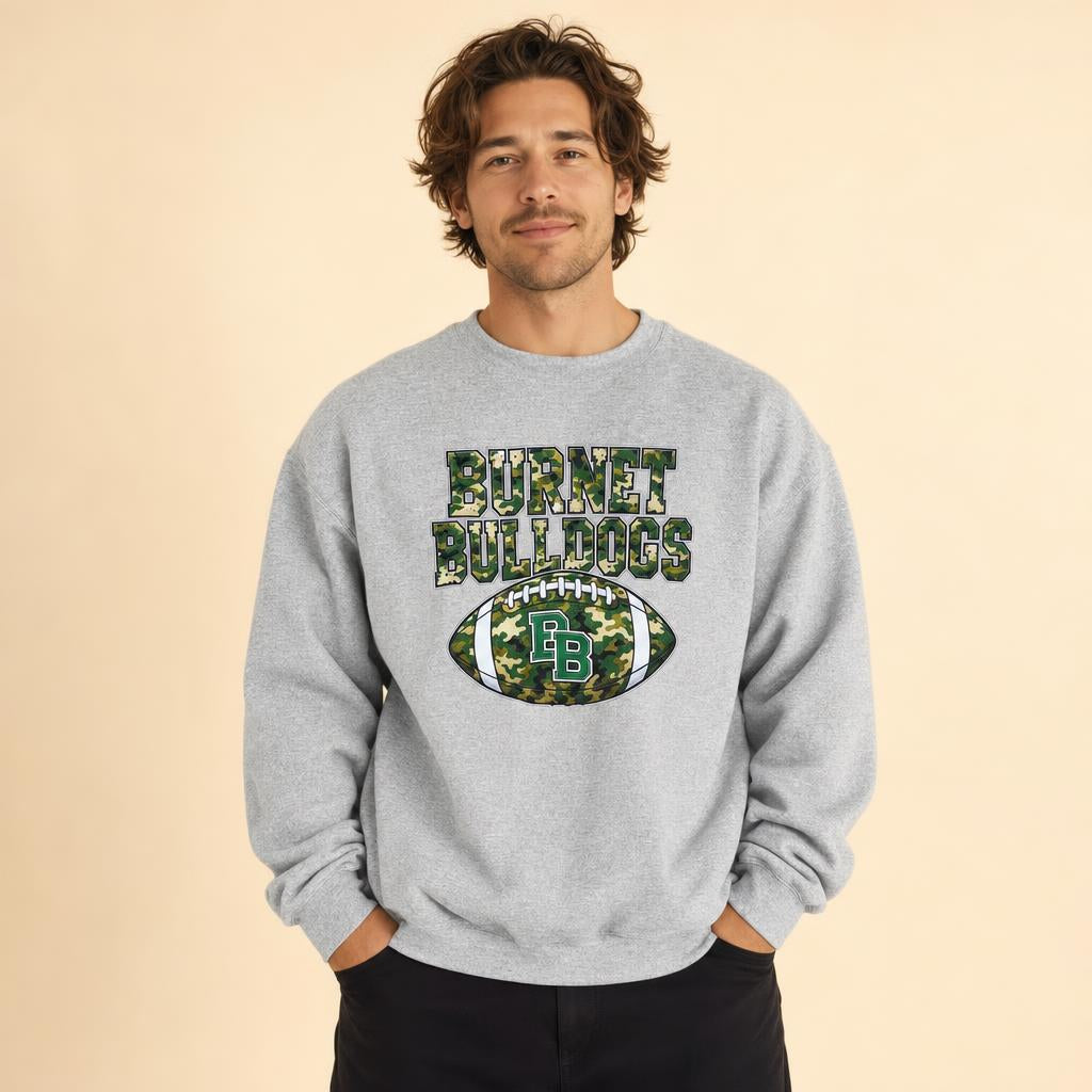 Burnet Bulldogs Camo Football Sweatshirt