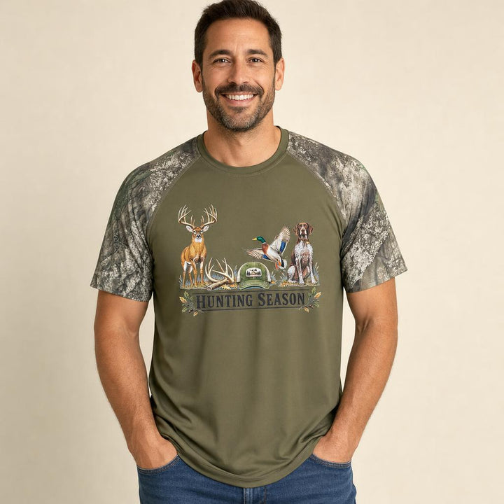 Hunting Season Camo olive dri fit tee