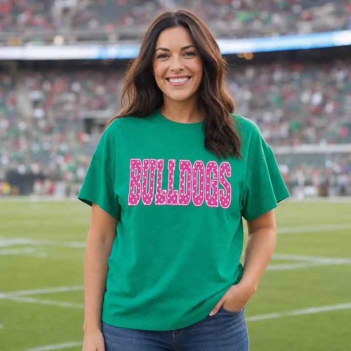 Bulldogs Polka Dot Pink Tee