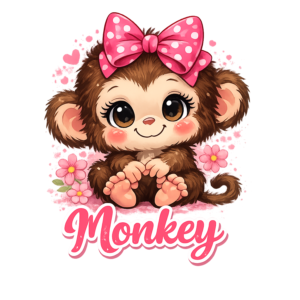 Cute Pink Bow Monkey Design