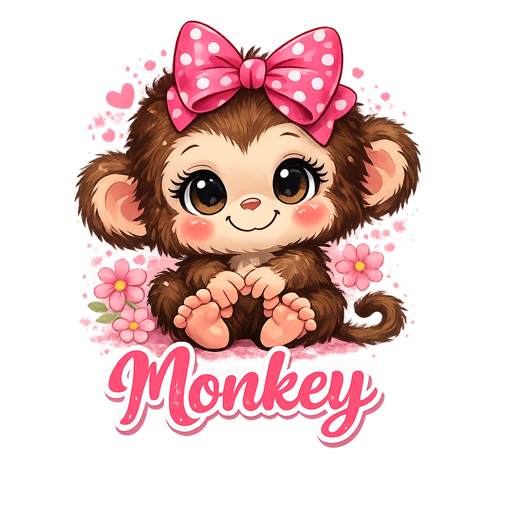 Cute Pink Bow Monkey Design