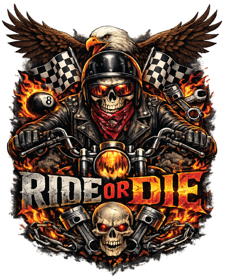 Ride or Die Biker Eagle DTF Transfer