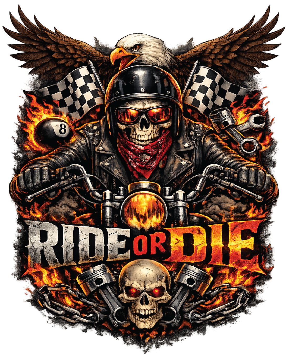 Ride or Die Biker Skull