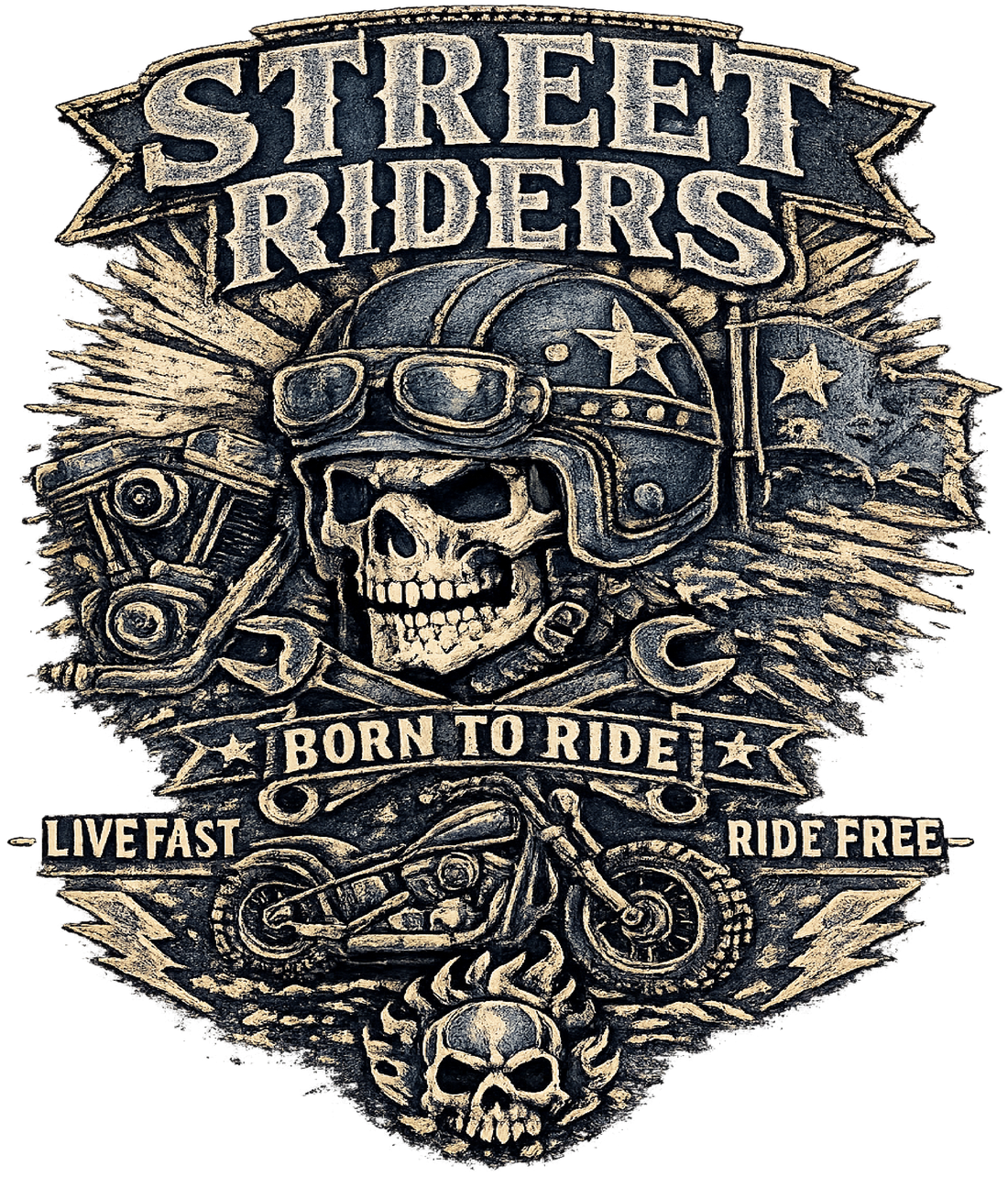 Street Riders Skull Biker Design
