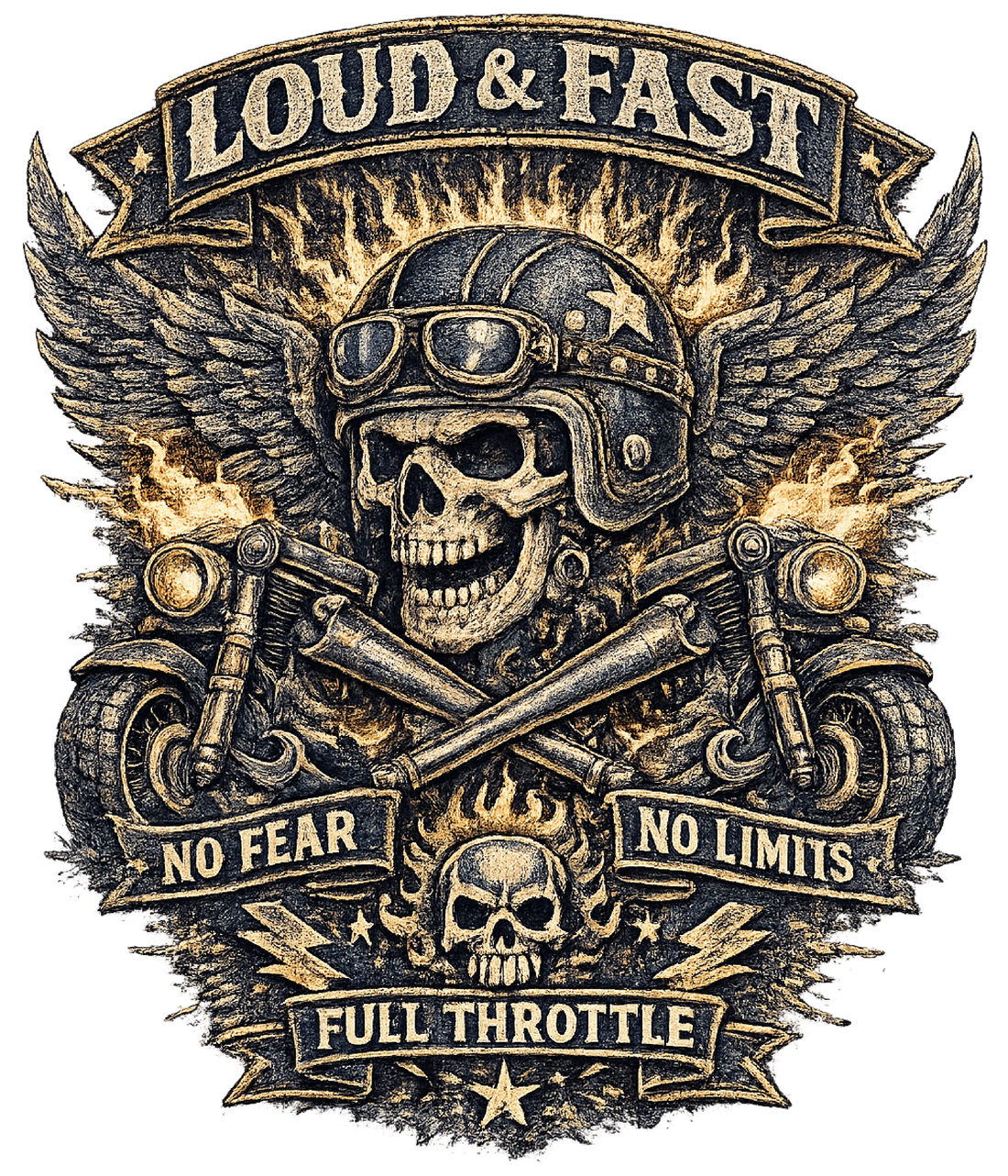 Loud & Fast Biker Skull Design
