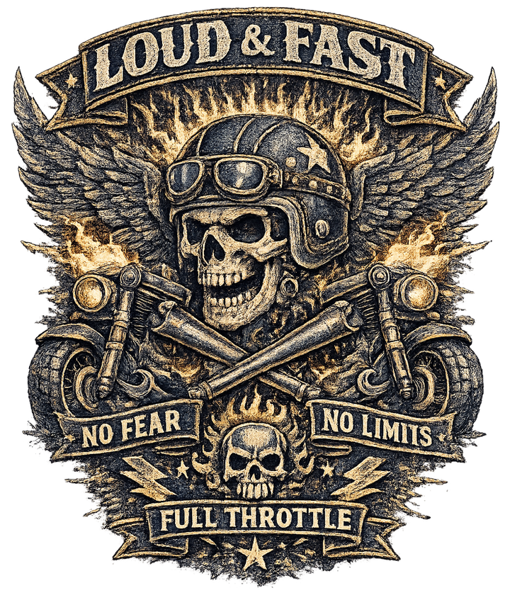 Loud & Fast Biker Skull Design