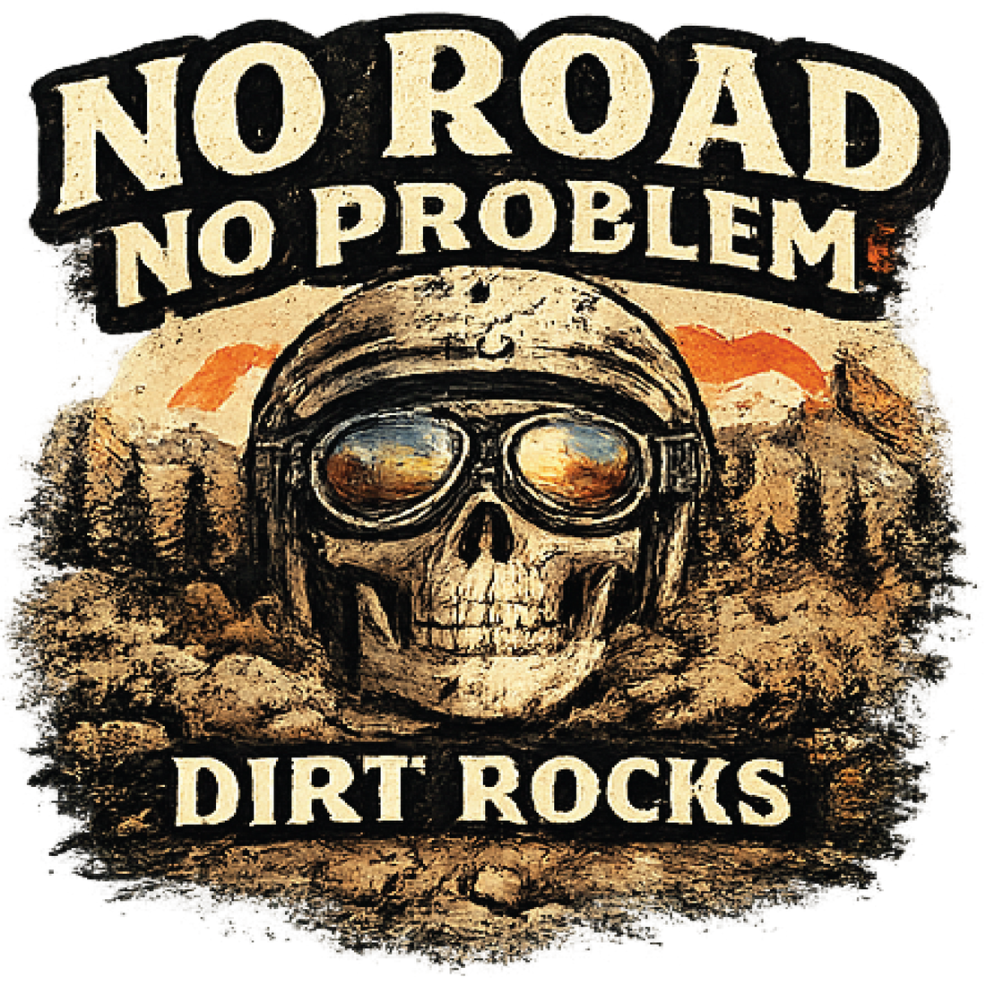 No Road No Problem Skull Design