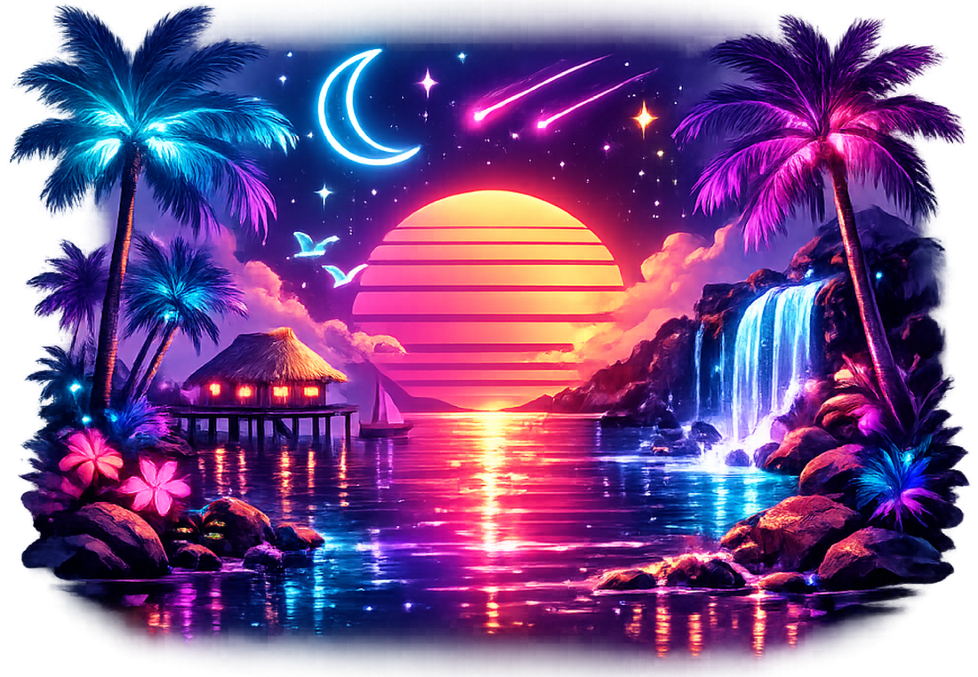 Neon Sunset Paradise Tropical Design