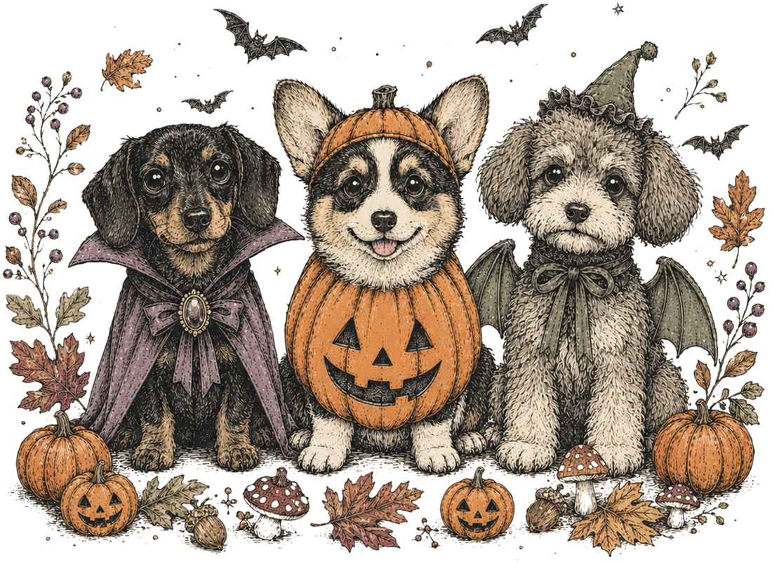 Halloween Costume Puppy Trio