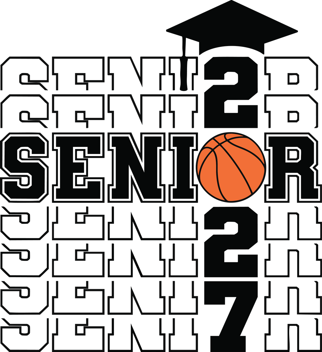 Senior 2025 Basketball Graduation Cap Design