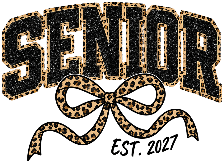 Senior Leopard Bow Glitter Design