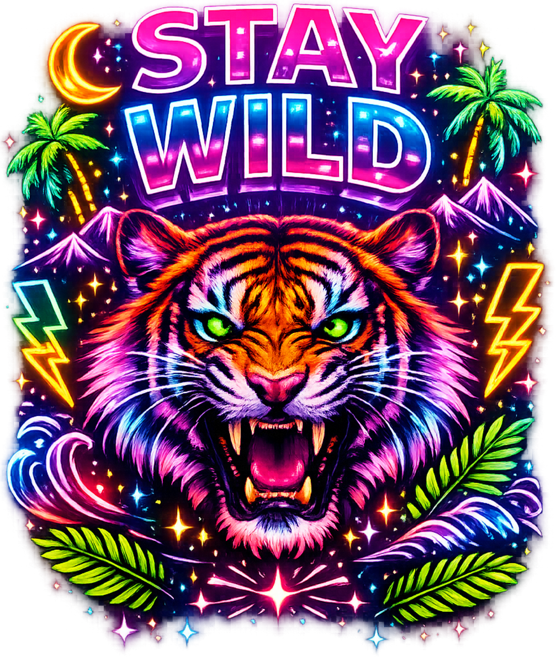 Stay Wild Neon Tiger Design