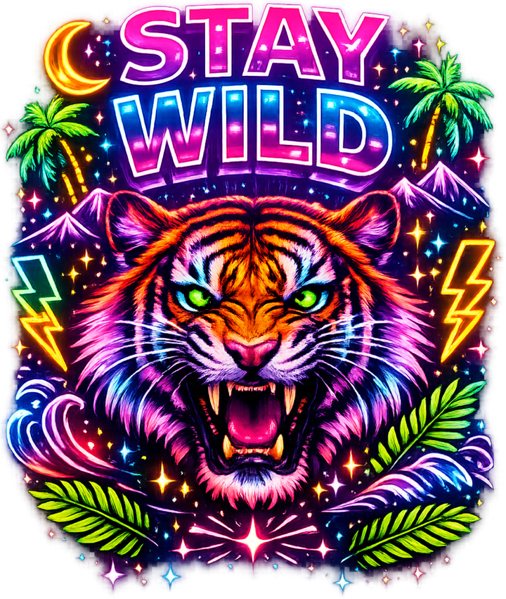 Stay Wild Neon Tiger Design