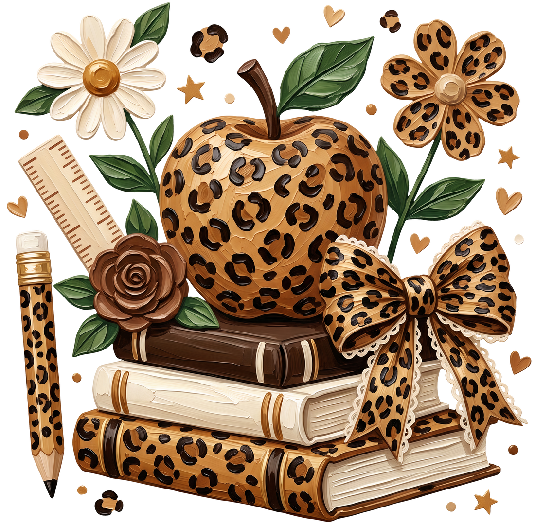 Leopard Print Apple Floral Design