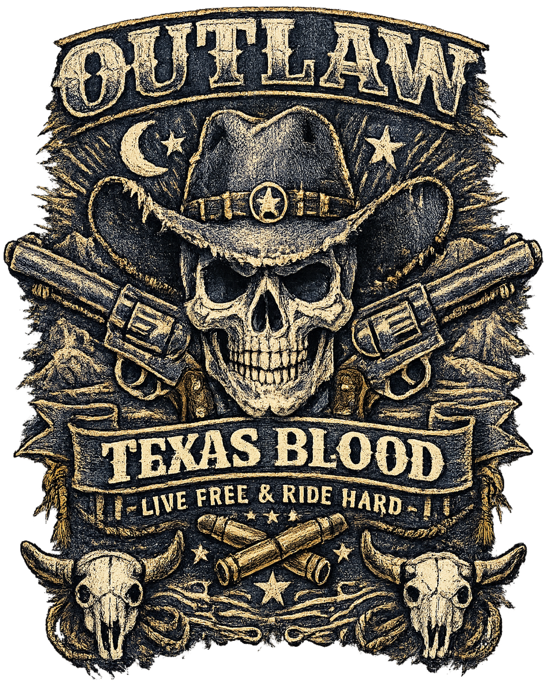 Outlaw Texas Blood Skull Design