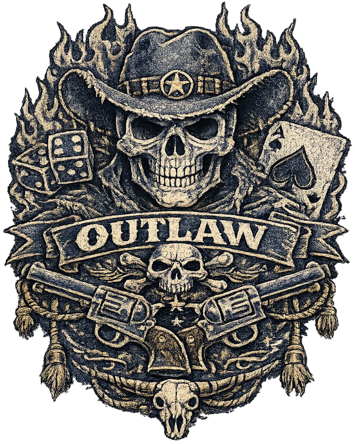 Outlaw Skull Cowboy Western